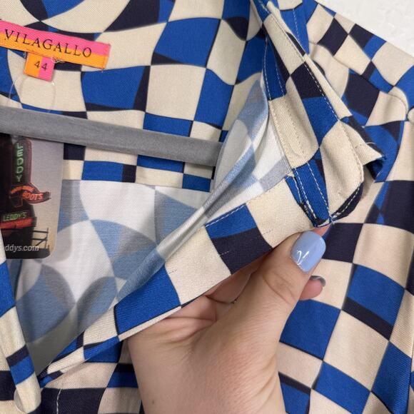 Vilagallo Shirt Womens Large Geometric Checker Top Long Sleeve Button Up Spain - Picture 8 of 13